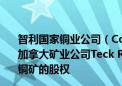 智利国家铜业公司（Codelco）提议：出资5亿美元持股由加拿大矿业公司Teck Resources经营的Quebrada Blanca铜矿的股权