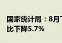 国家统计局：8月下旬生猪（外三元）价格环比下降5.7%