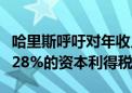 哈里斯呼吁对年收入百万美元及以上群体征收28%的资本利得税