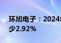 环旭电子：2024年8月合并营业收入同比减少2.92%