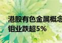 港股有色金属概念震荡走低 紫金矿业、洛阳钼业跌超5%