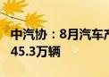 中汽协：8月汽车产销分别完成249.2万辆和245.3万辆