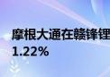 摩根大通在赣锋锂业多头头寸持仓比例降至11.22%