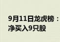 9月11日龙虎榜：2.75亿抢筹赣锋锂业 机构净买入9只股