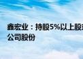 鑫宏业：持股5%以上股东及其一致行动人拟减持不超过3%公司股份