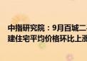 中指研究院：9月百城二手住宅平均价格环比下跌0.70% 新建住宅平均价格环比上涨0.14%