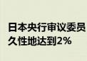 日本央行审议委员：政策调整旨在帮助通胀持久性地达到2%