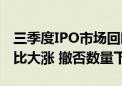 三季度IPO市场回暖：IPO数量、募资规模环比大涨 撤否数量下降