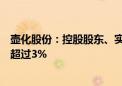 壶化股份：控股股东、实际控制人秦跃中拟减持公司股份不超过3%