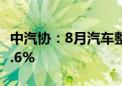 中汽协：8月汽车整车进口7.6万辆 同比增长1.6%