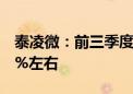 泰凌微：前三季度净利润预计同比增长58.61%左右