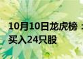 10月10日龙虎榜：1.32亿抢筹中光学 机构净买入24只股