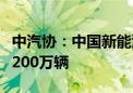 中汽协：中国新能源汽车2024年销量有望达1200万辆