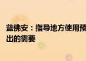 蓝佛安：指导地方使用预算稳定调节基金等资金 保障财政支出的需要