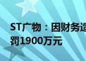 ST广物：因财务造假 公司及相关人员合计被罚1900万元