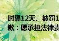 时隔12天、被罚165万元后 “东北雨姐”道歉：愿承担法律责任