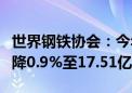 世界钢铁协会：今年全球钢铁需求将进一步下降0.9%至17.51亿吨