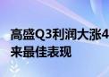 高盛Q3利润大涨45% 股票交易业务创三年多来最佳表现