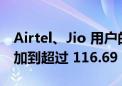 Airtel、Jio 用户的增加帮助将电信用户群增加到超过 116.69 千万